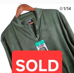 🛑SOLD Kirkland Pullover Mens XL Green Camo Quarter Zip Sweater Performance